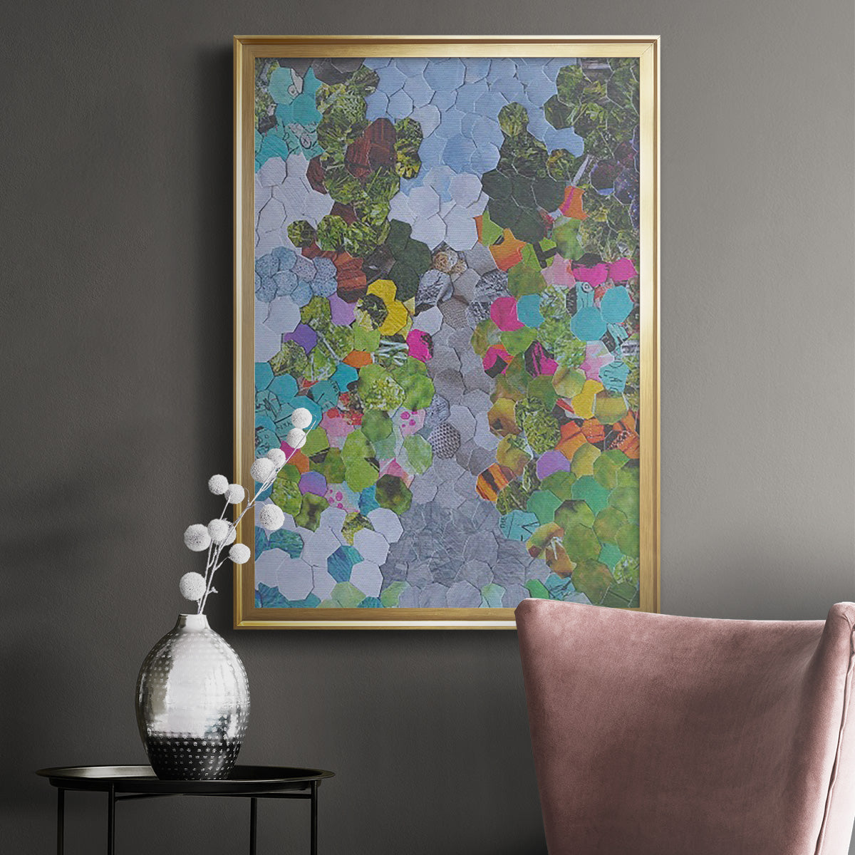 Magenta Garden - Modern Framed Canvas Print