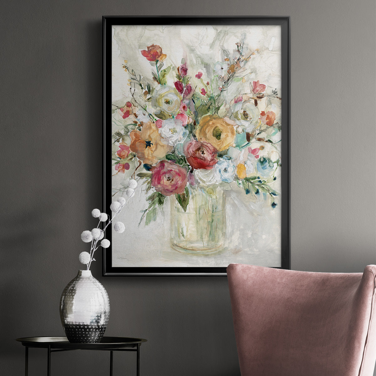 Contemporary Bouquet - Modern Framed Canvas Print