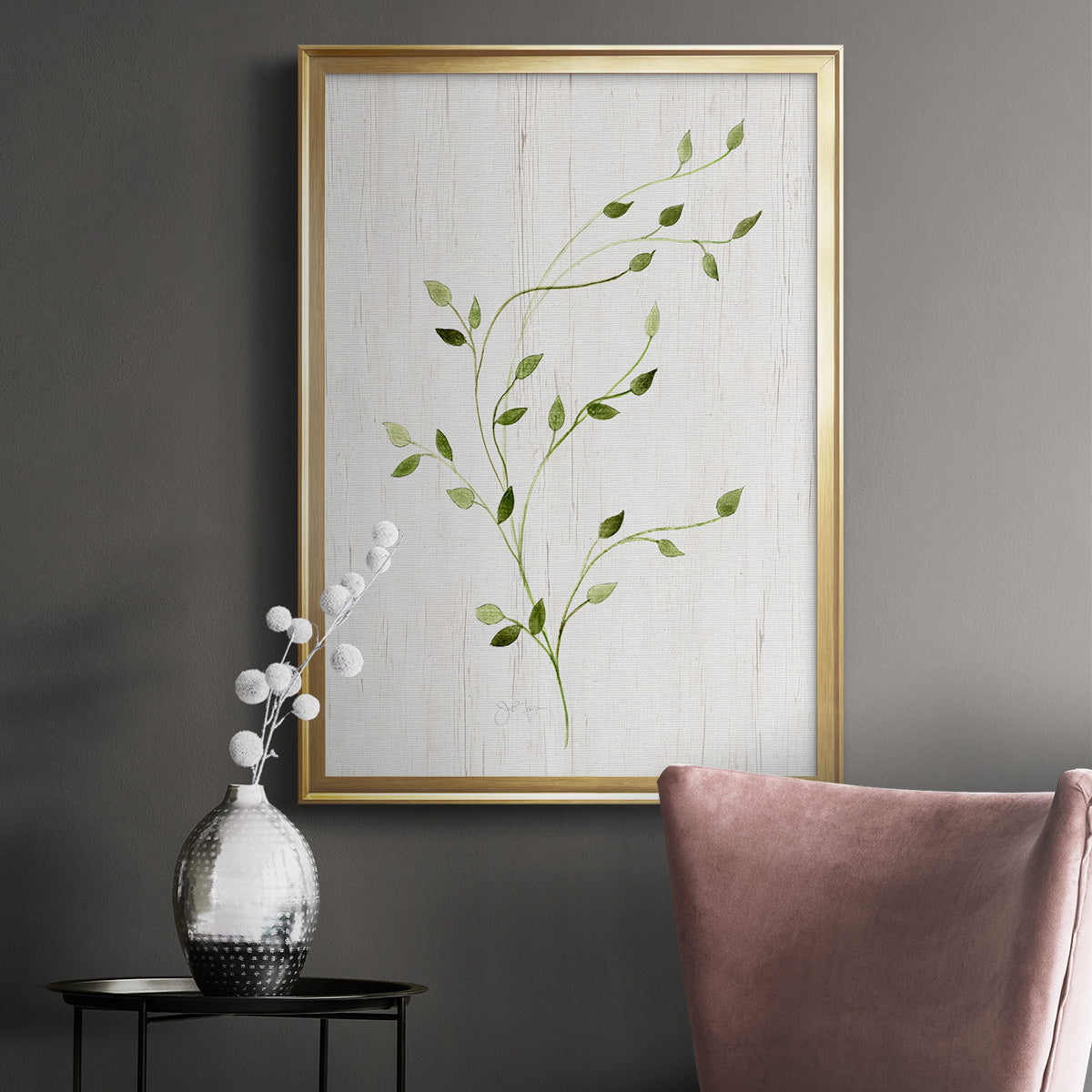 Windblown Leaves I - Modern Framed Canvas Print