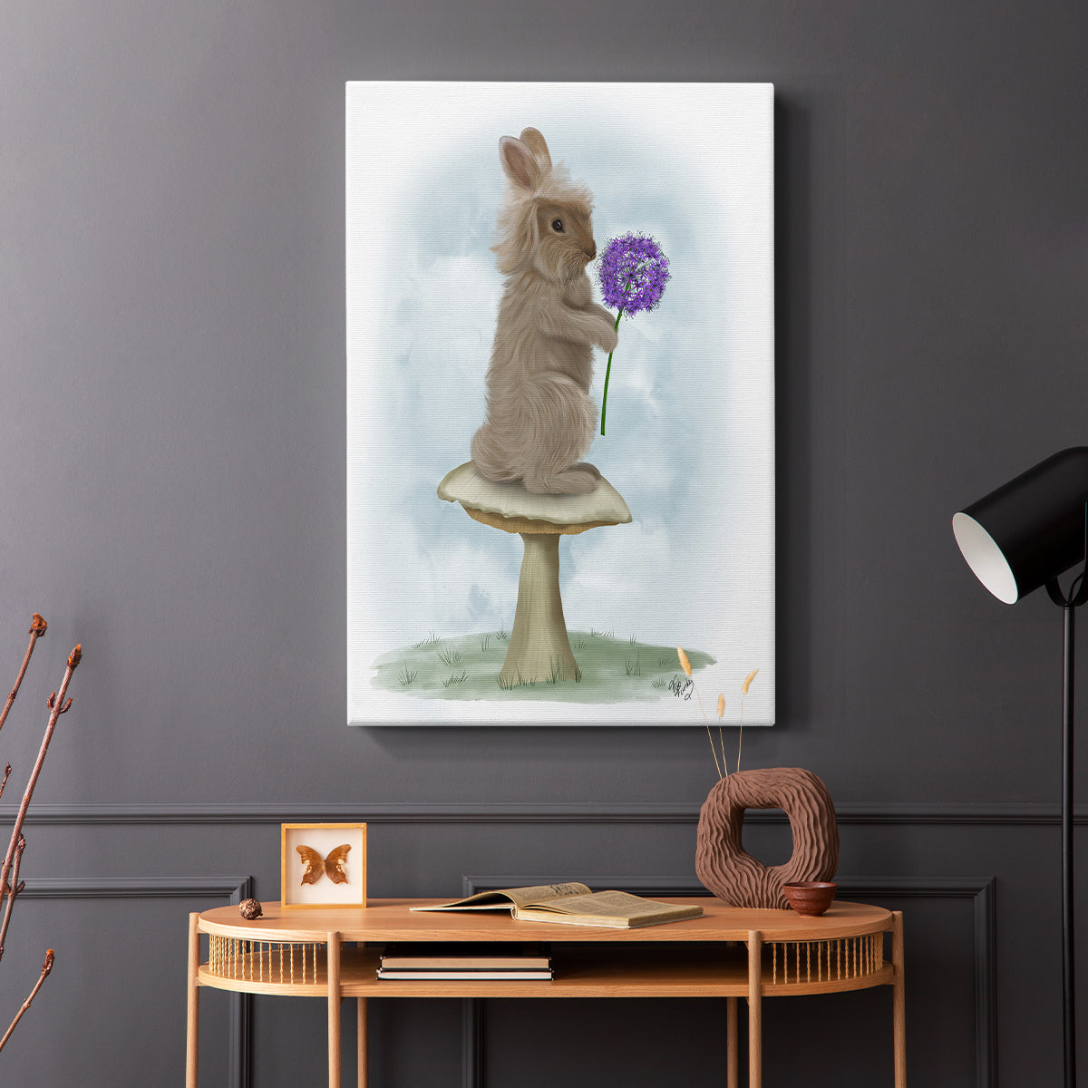 Rabbit and Agapanthus - Canvas Art Print