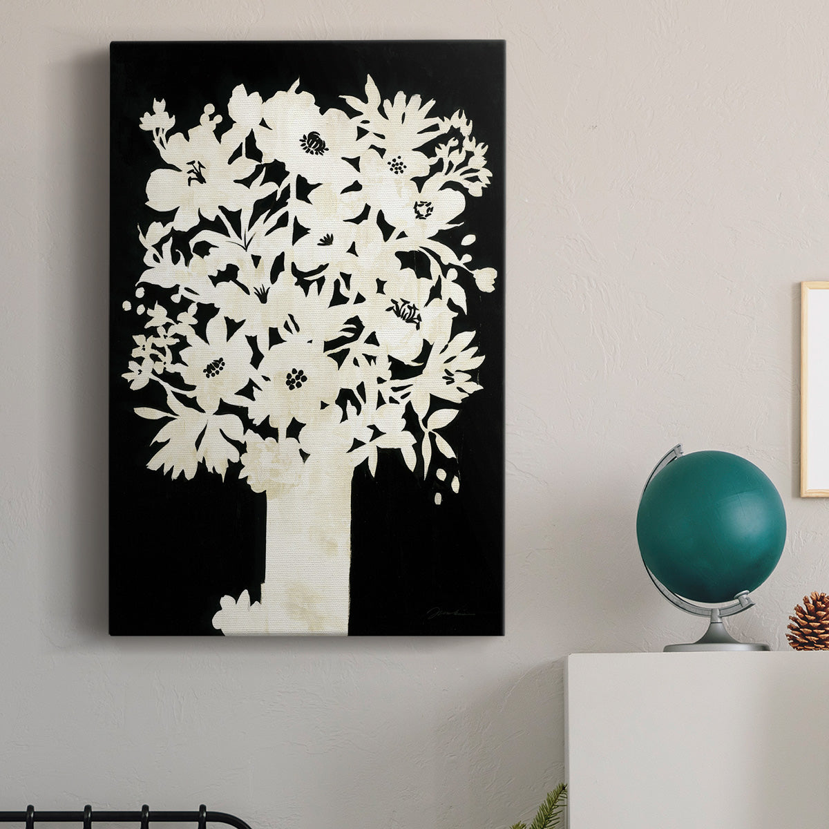 Floral Silhouette - Canvas Art Print