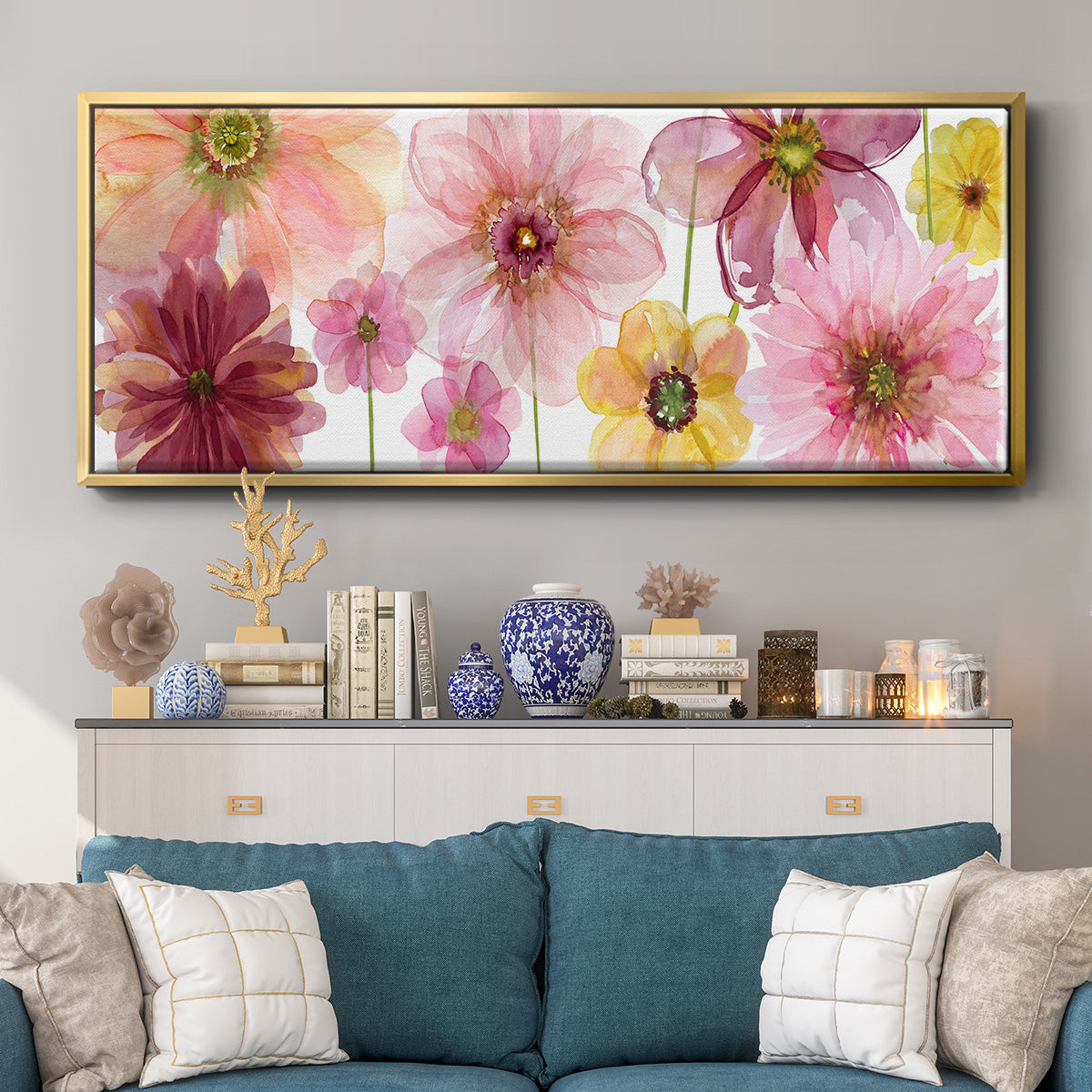 Pop of Pink I - Floater Framed Canvas Print