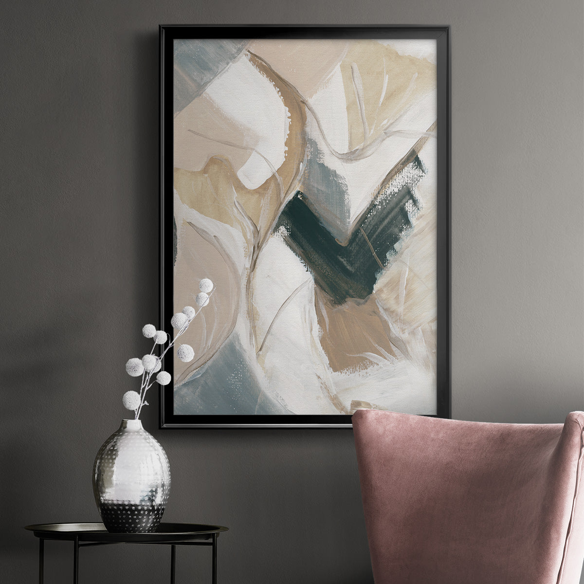 Marble Lines II - Modern Framed Canvas Print