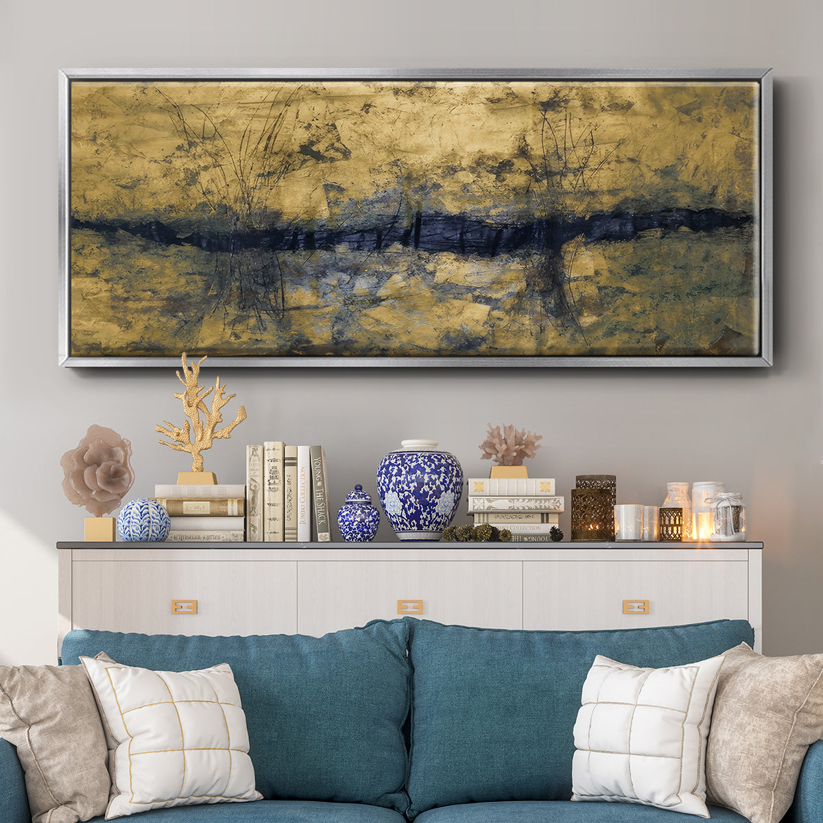 Etched Gold - Floater Framed Canvas Print