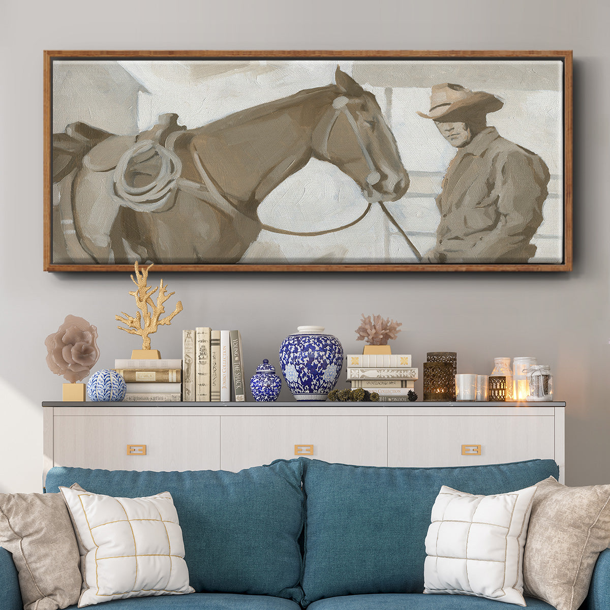 Work Friends I - Floater Framed Canvas Print