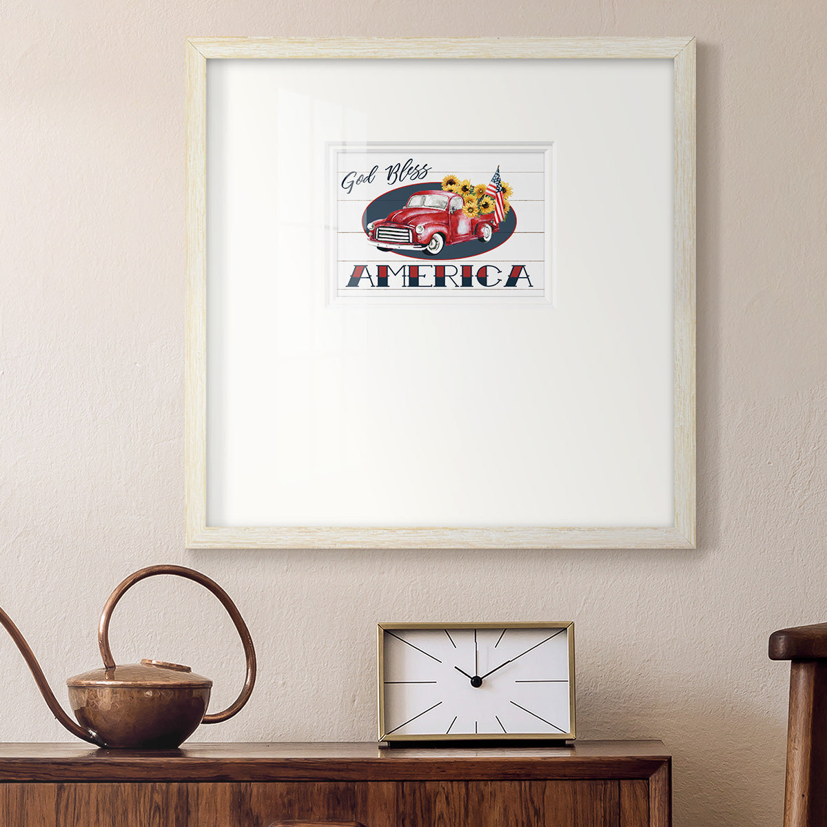 God Bless America Truck Premium Framed Print Double Matboard