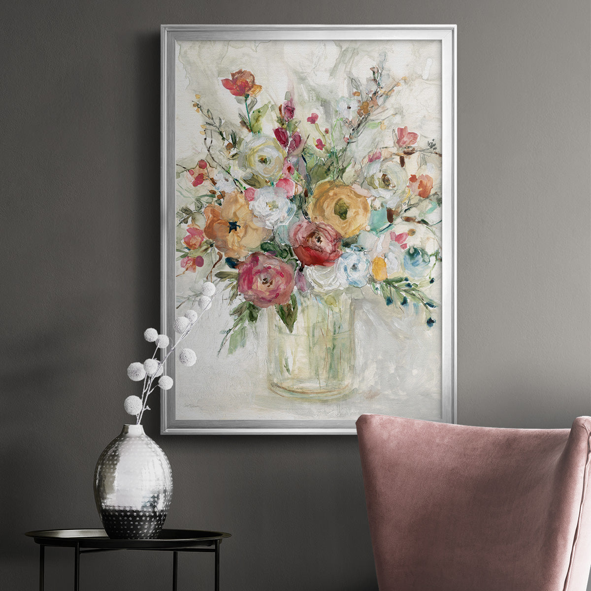 Contemporary Bouquet - Modern Framed Canvas Print