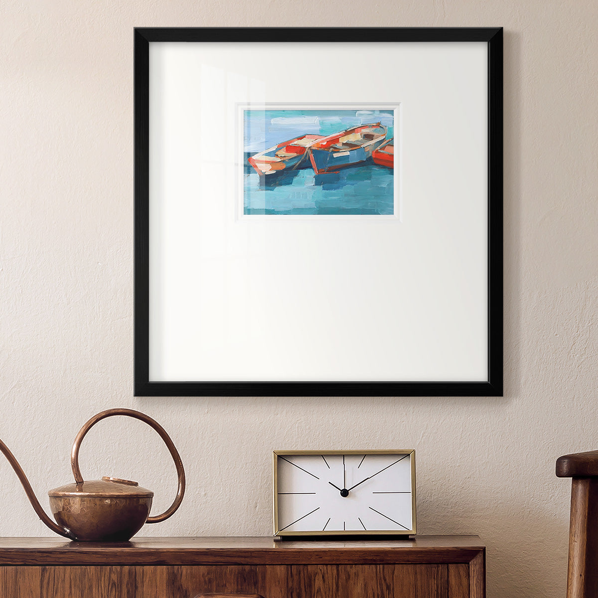 Primary Boats I Premium Framed Print Double Matboard