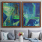 Geometric in Cool VII - Premium Framed Canvas 2 Piece Set - Ready to Hang