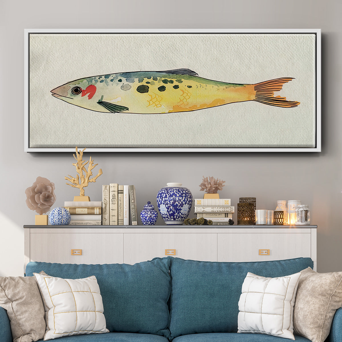 Fanciful Fish I - Floater Framed Canvas Print