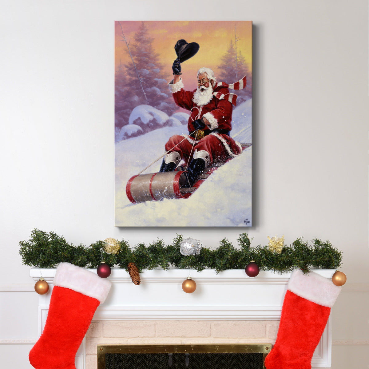 Here Comes Santa Premium Gallery Wrapped Canvas - Ready to Hang