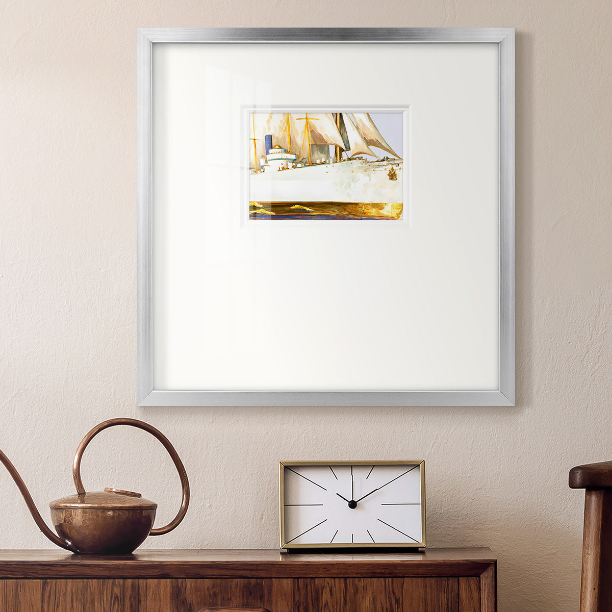 Golden Steam Ship II Premium Framed Print Double Matboard