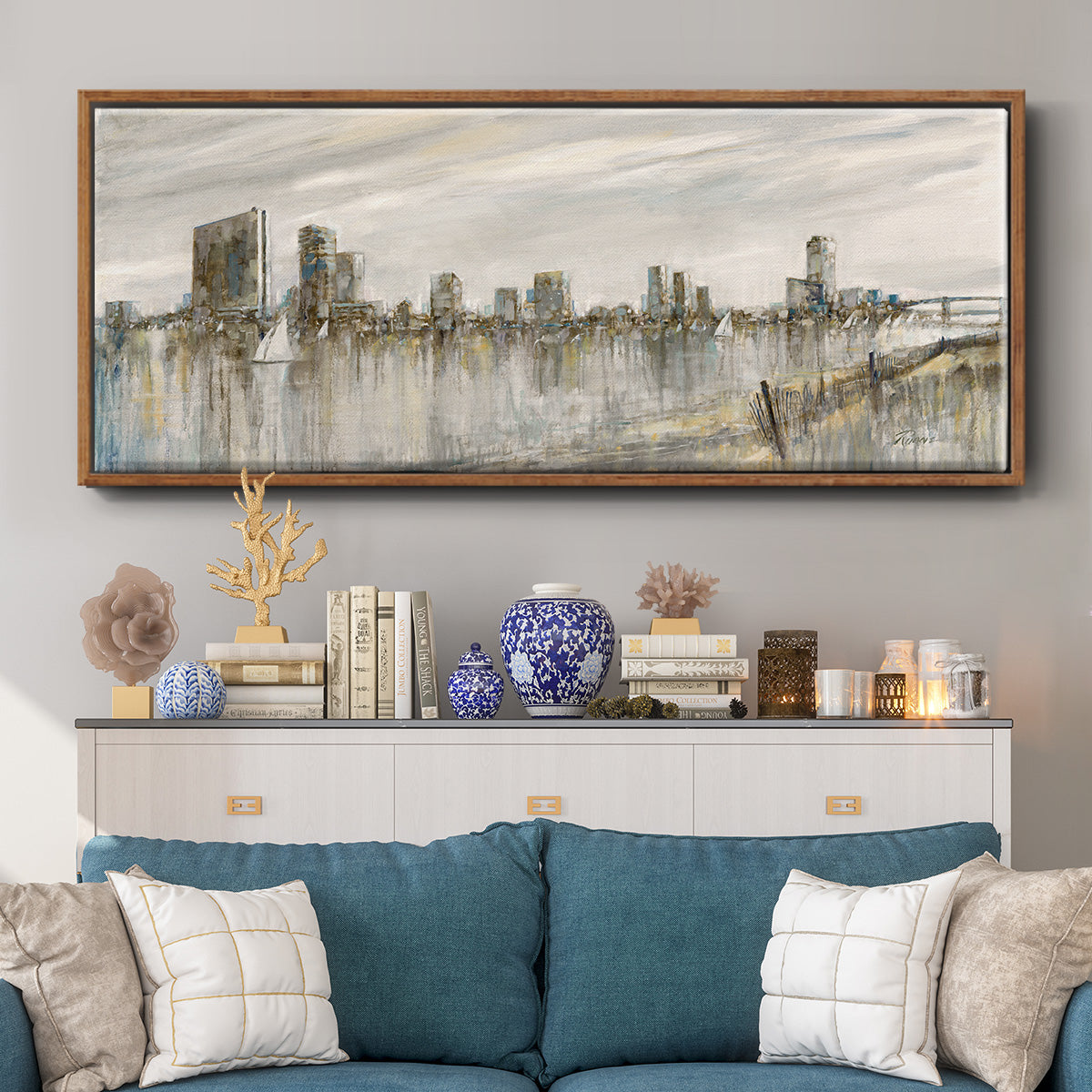 Skyline Sail - Floater Framed Canvas Print