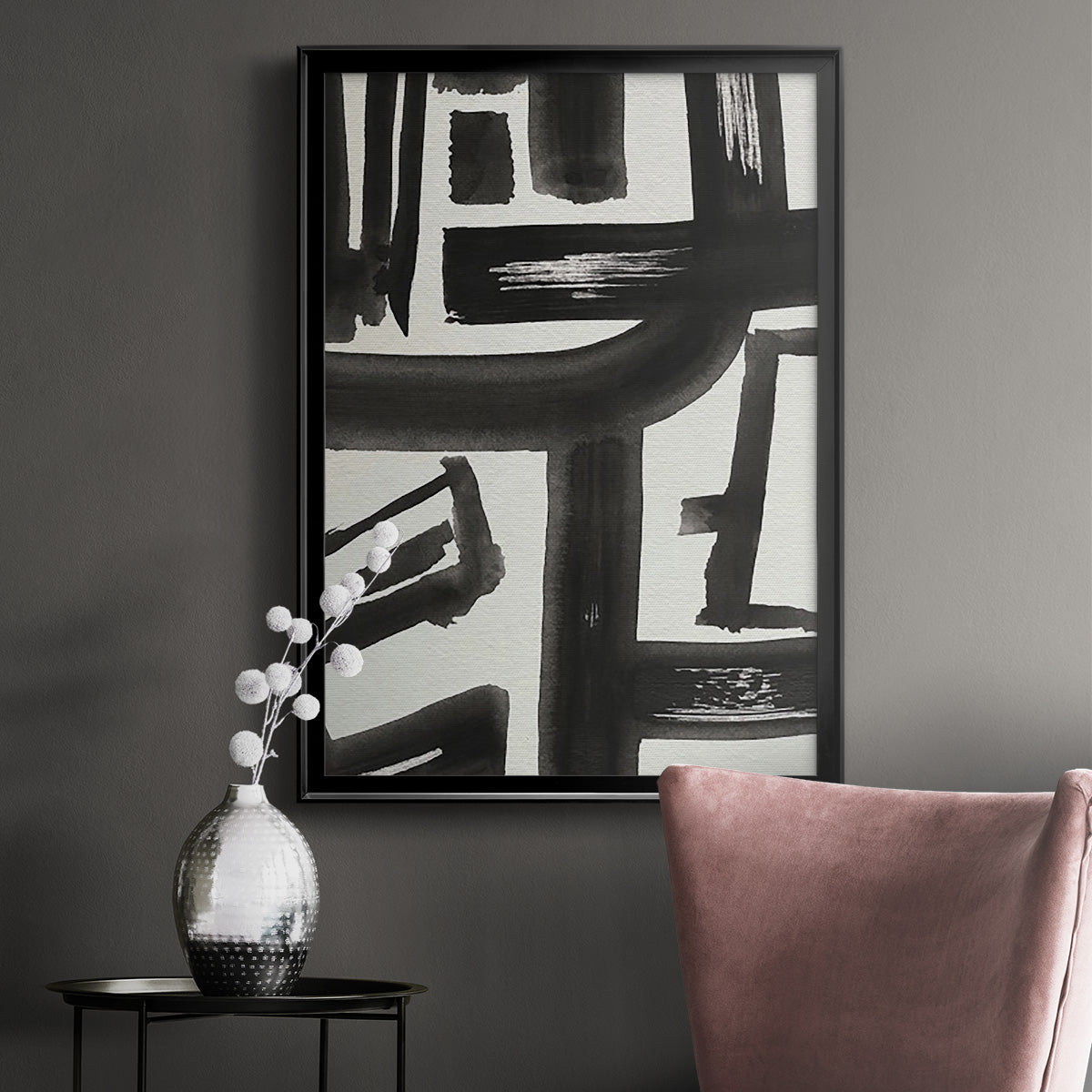 Inkwell Intersect II - Modern Framed Canvas Print