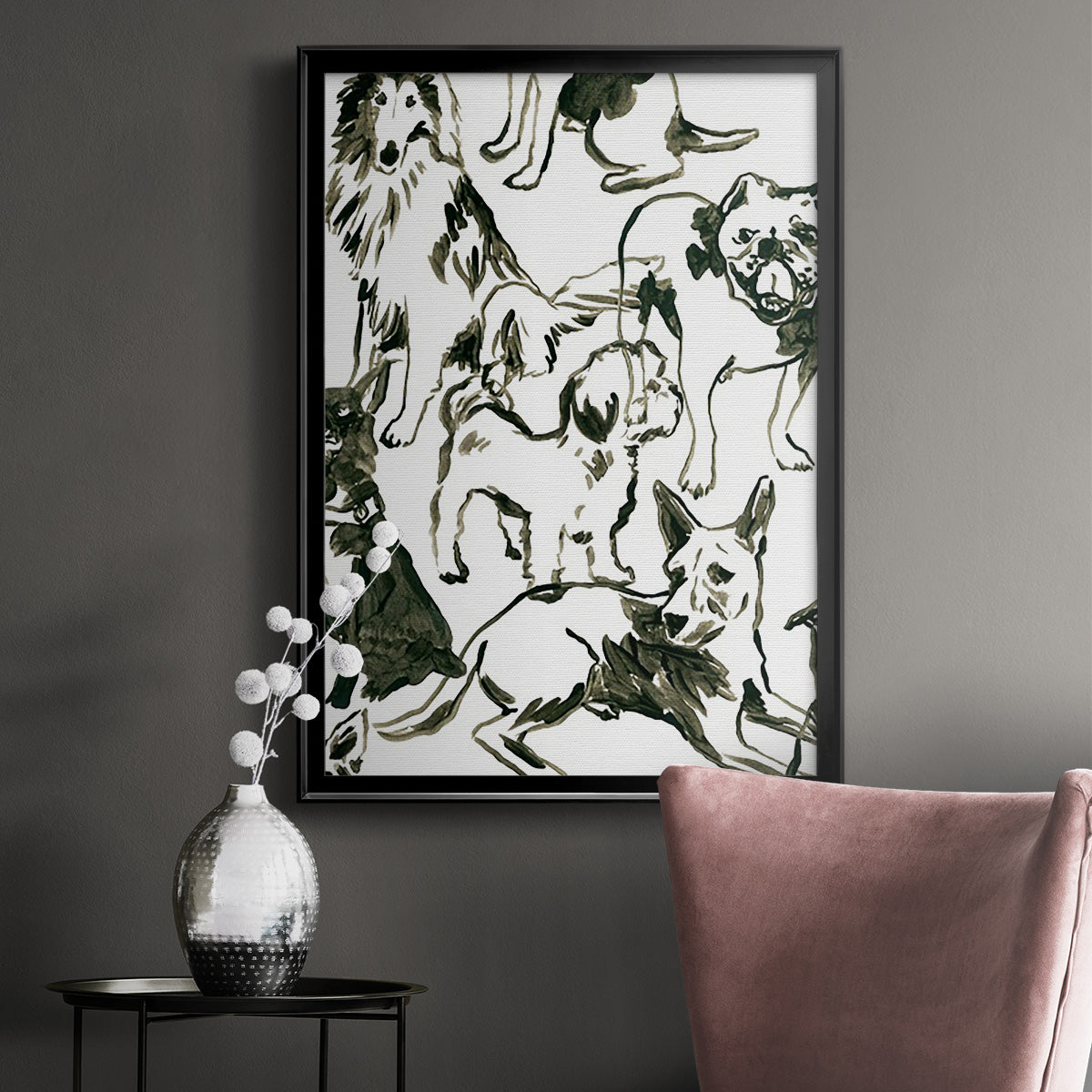 Canine Collage I - Modern Framed Canvas Print