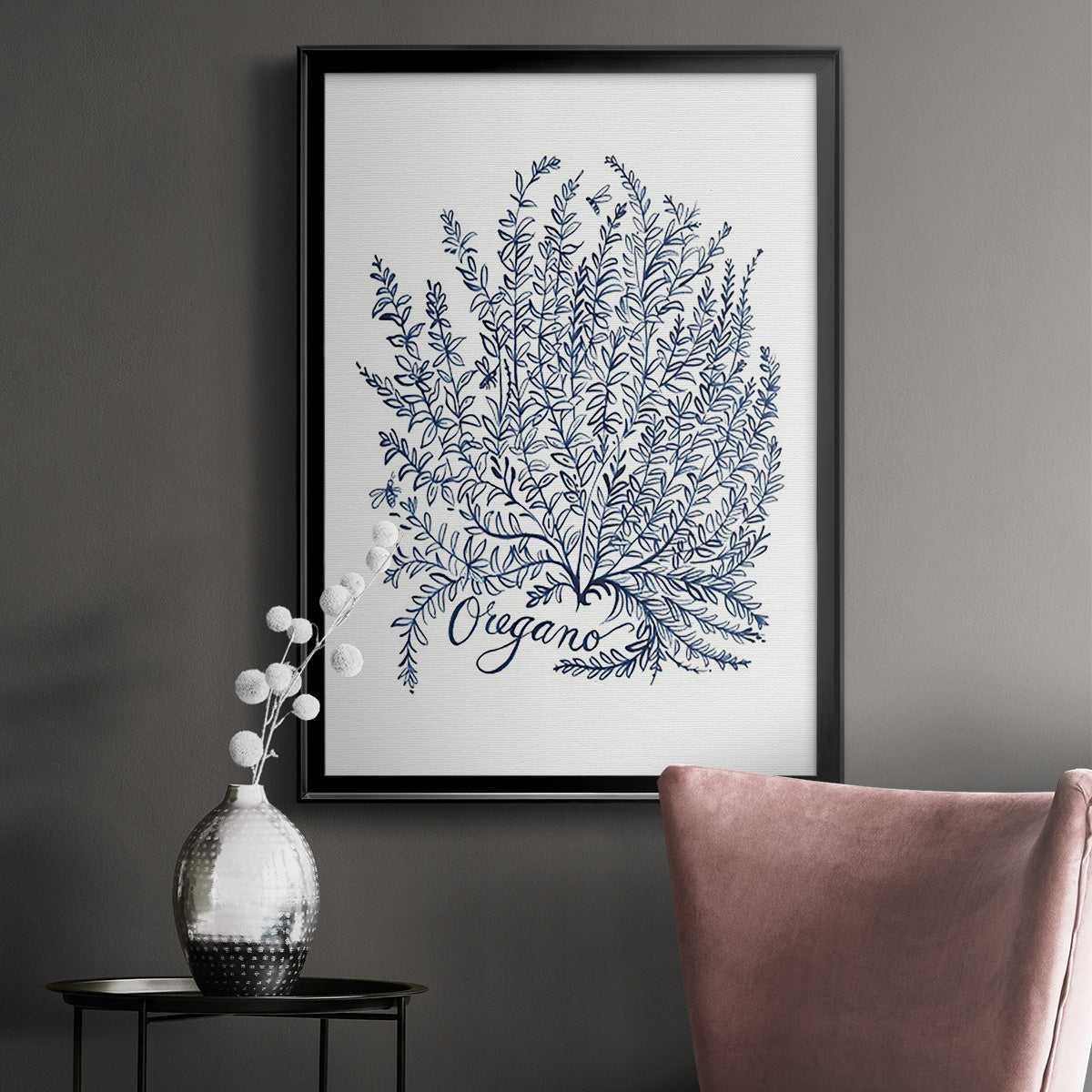 Summer Herb Garden Sketches II - Modern Framed Canvas Print