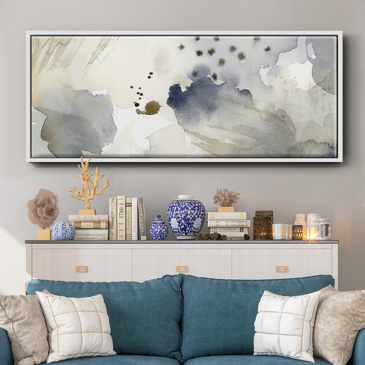 Dried Bergamot in Mist II - Floater Framed Canvas Print