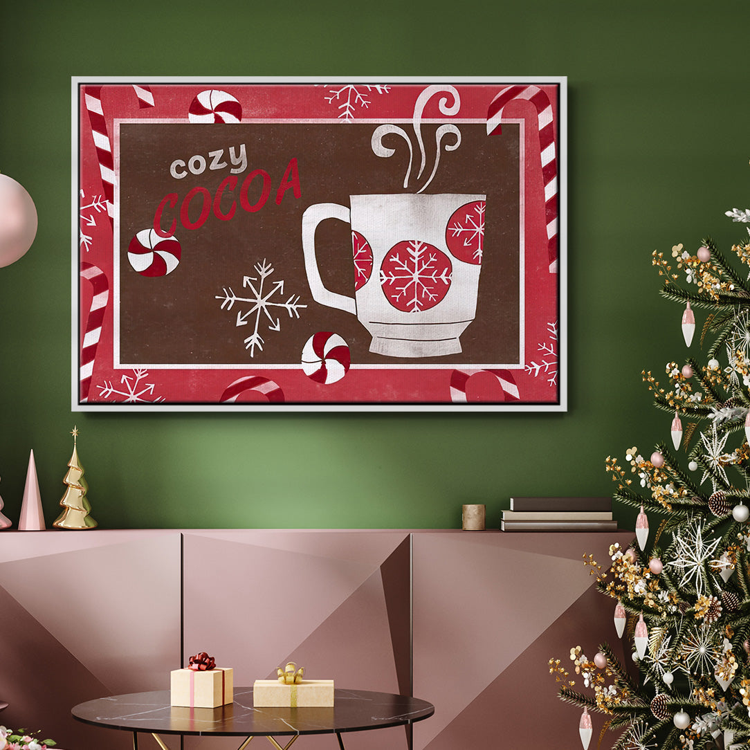 Cozy Cocoa Christmas Collection A - Framed Gallery Wrapped Canvas in Floating Frame