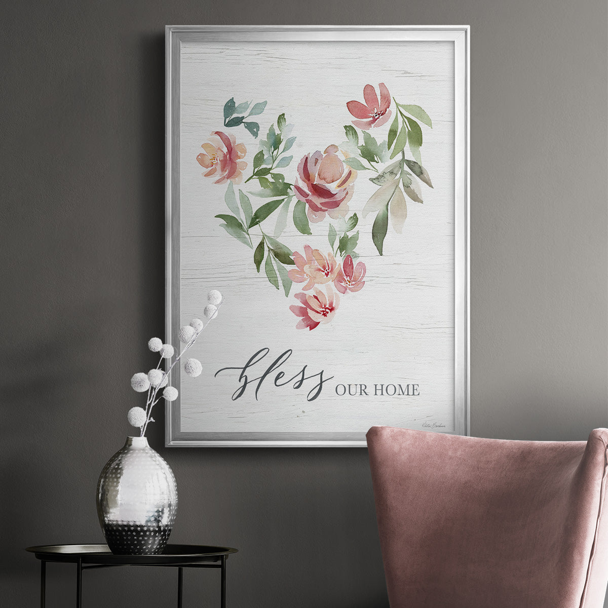 Paradise Floral Heart - Modern Framed Canvas Print