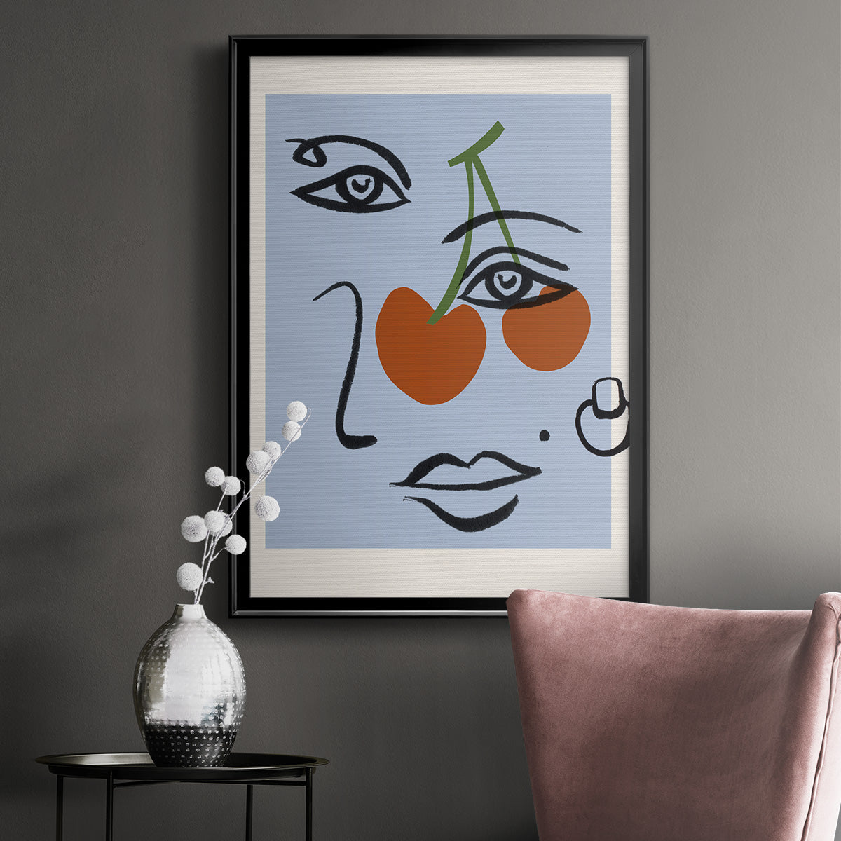 Cherry Baby II - Modern Framed Canvas Print