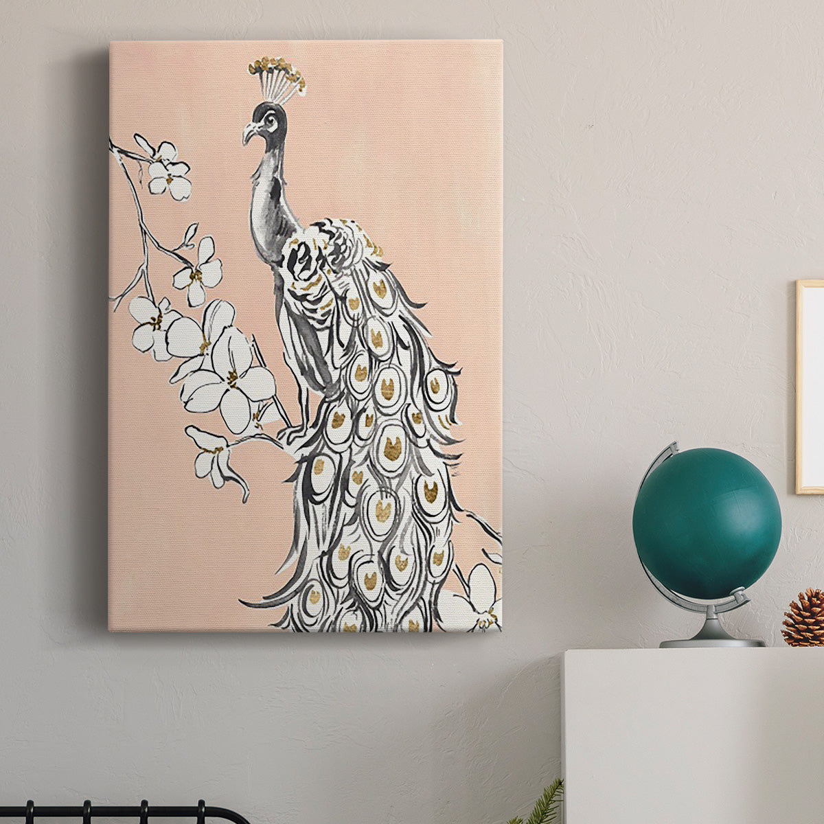 Peacock in Gold II - Canvas Art Print