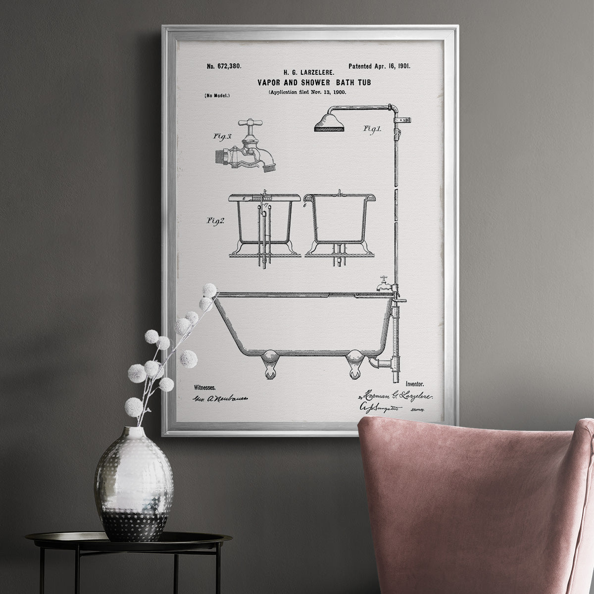 Vintage Bath II - Modern Framed Canvas Print