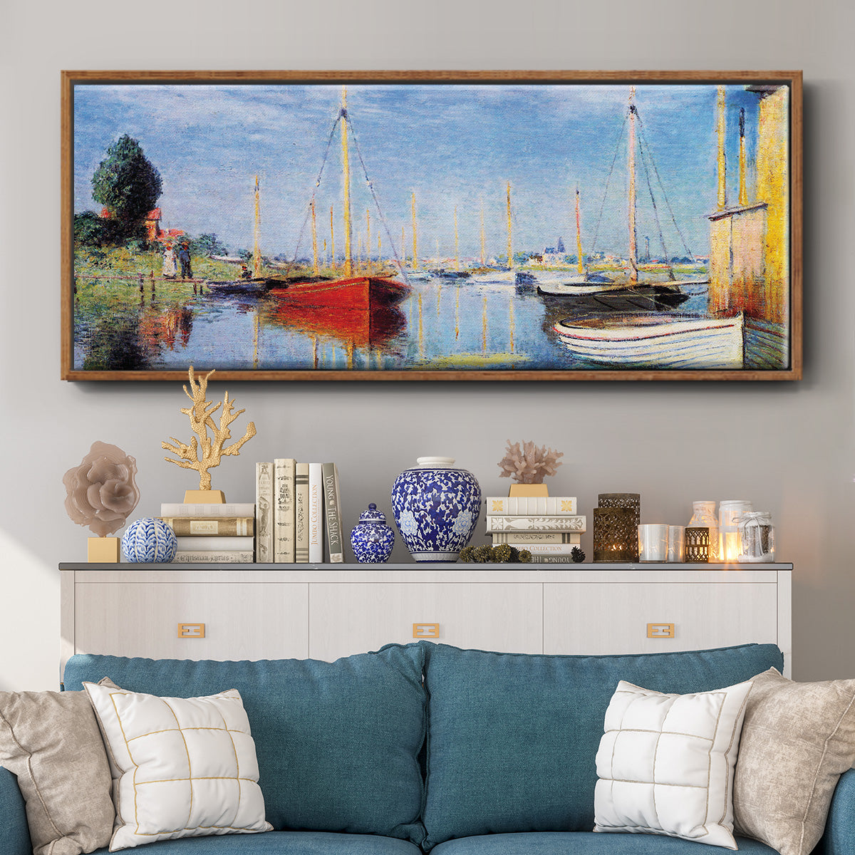 Pleasure Boats at Argenteuil - Floater Framed Canvas Print