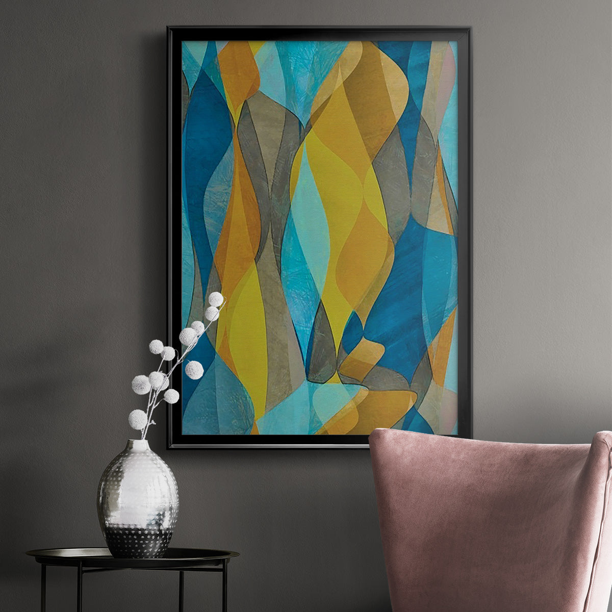 Colorful Cascade II - Modern Framed Canvas Print