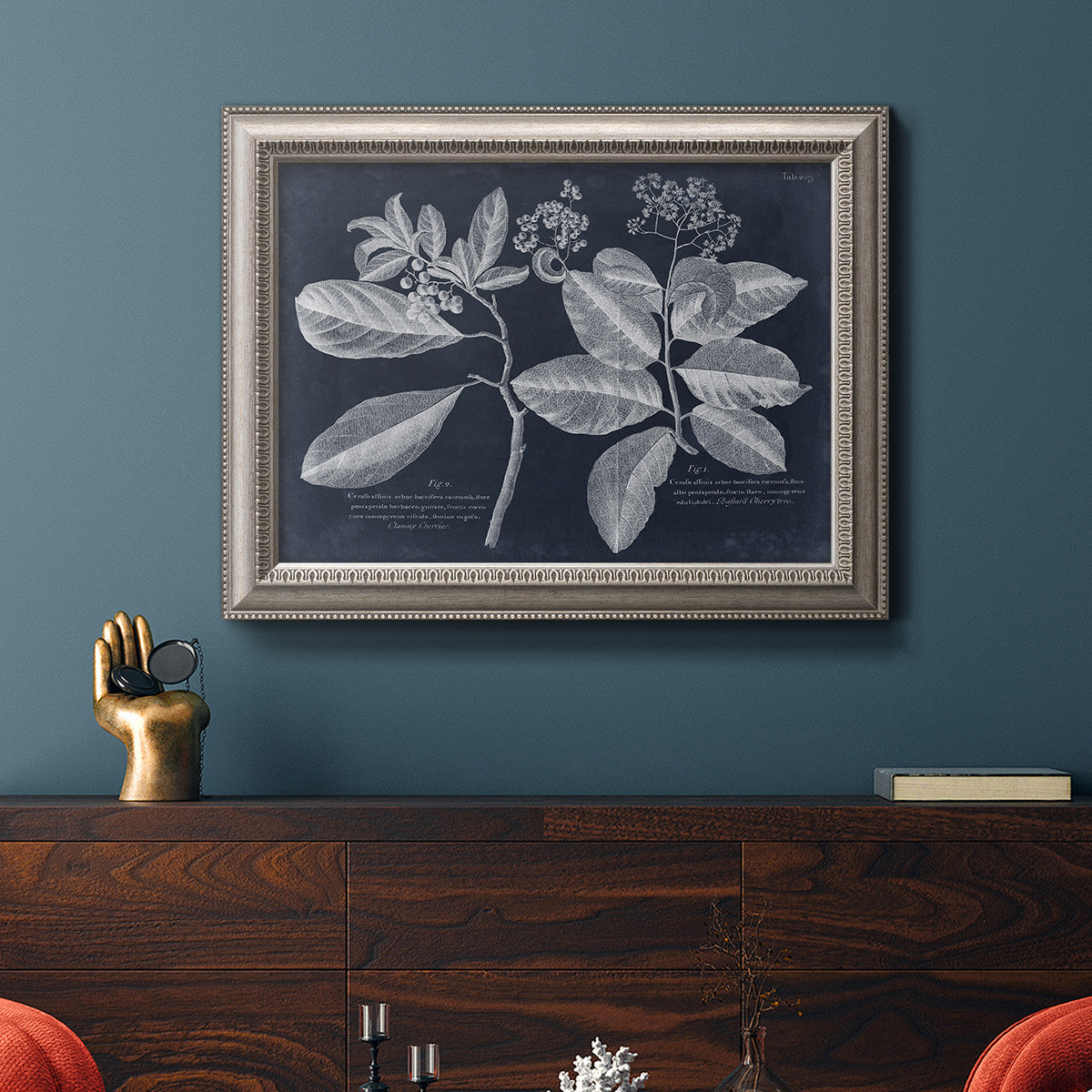 Foliage on Navy V Premium Framed Canvas- Ready to Hang