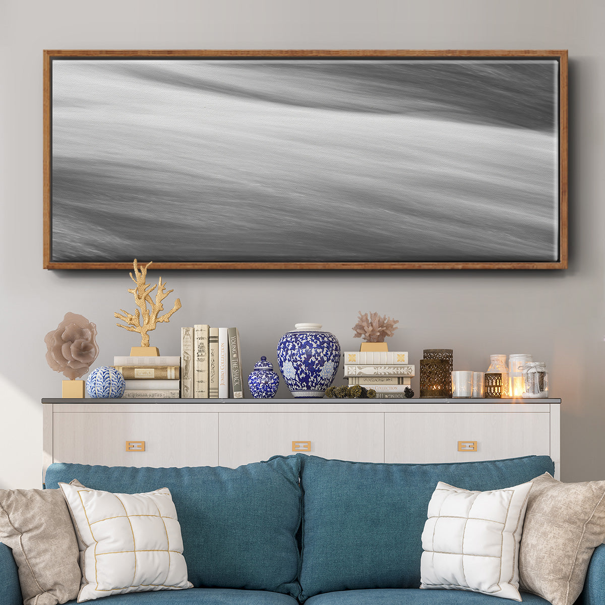 Black & White Water Panel VI - Floater Framed Canvas Print