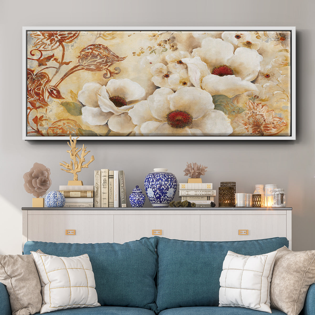 English Garden - Floater Framed Canvas Print