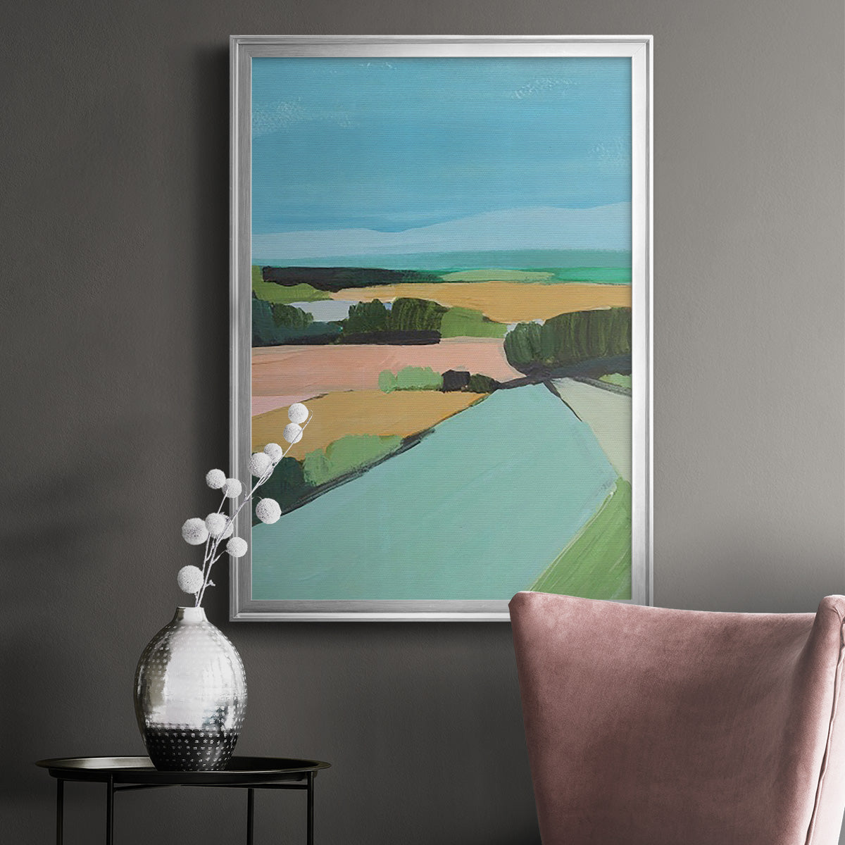 Bright Colored Countryside II - Modern Framed Canvas Print