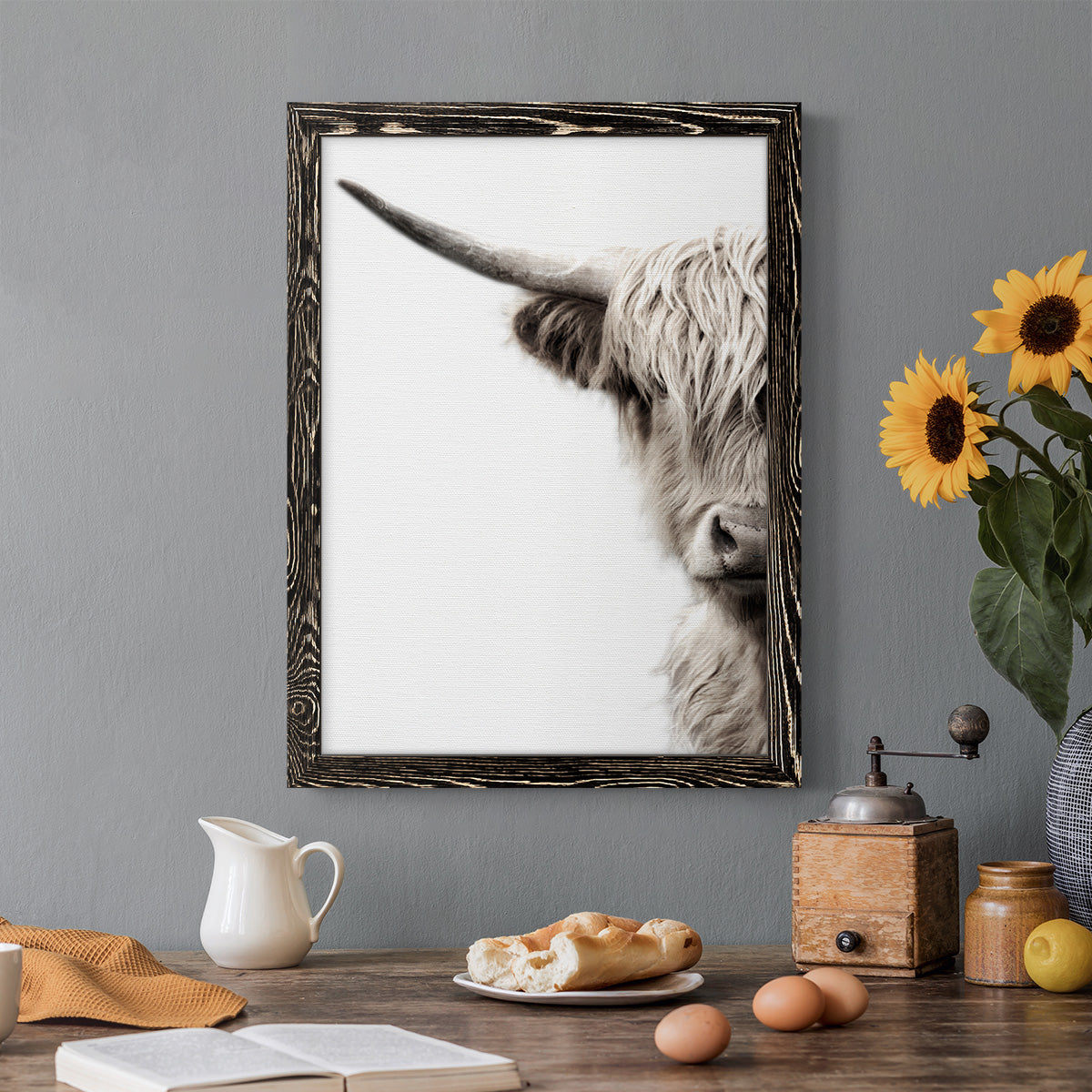 Highland Cattle - Premium Canvas Framed in Barnwood - Ready to Hang