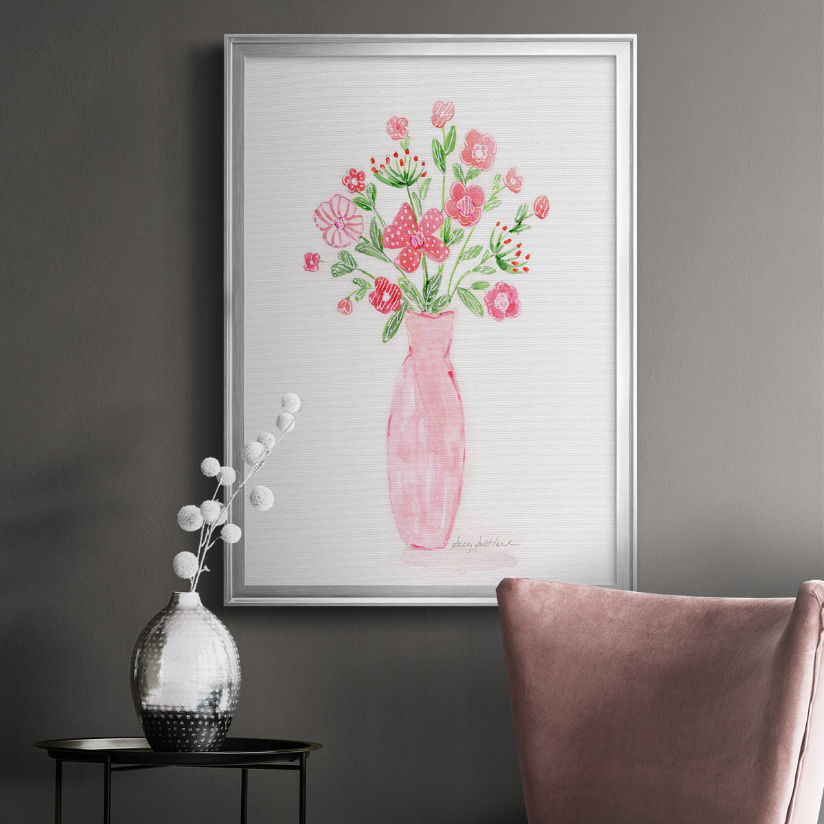 Boho Pinwheel Bouquet I - Modern Framed Canvas Print