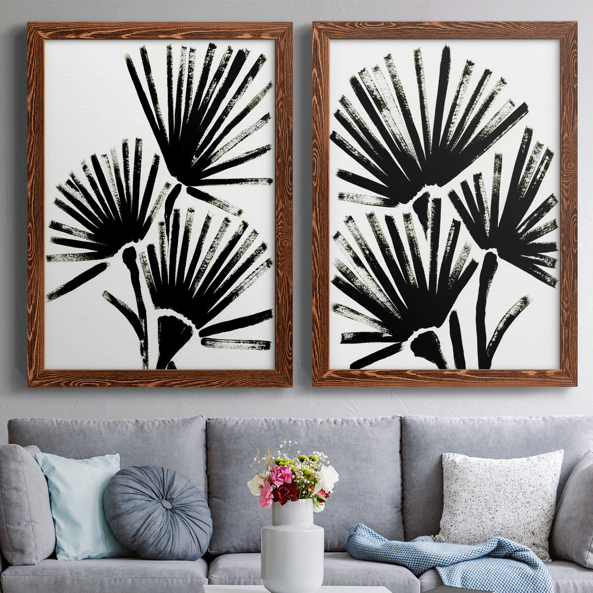 Fan Brush I - Premium Framed Canvas 2 Piece Set - Ready to Hang