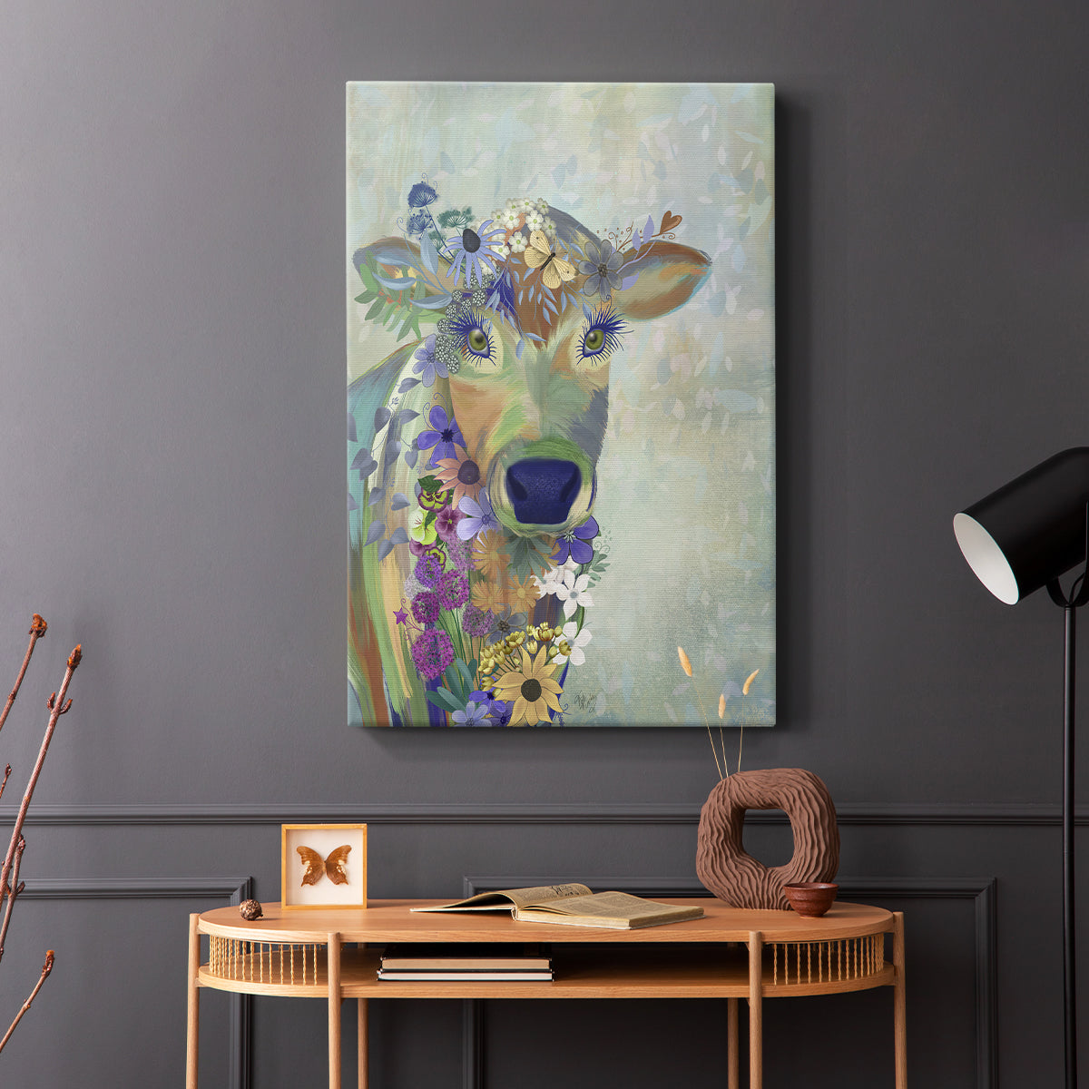 Fantastic Florals Cow - Canvas Art Print