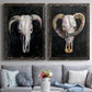 Horned Skull I - Premium Framed Canvas 2 Piece Set - Ready to Hang