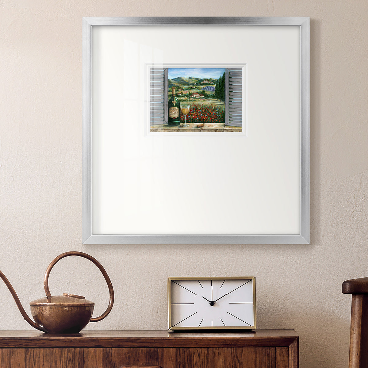 Tuscan White and Poppies Premium Framed Print Double Matboard