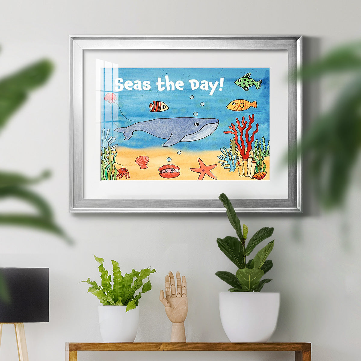 Cute Sea Creatures II - Modern Framed Art Print
