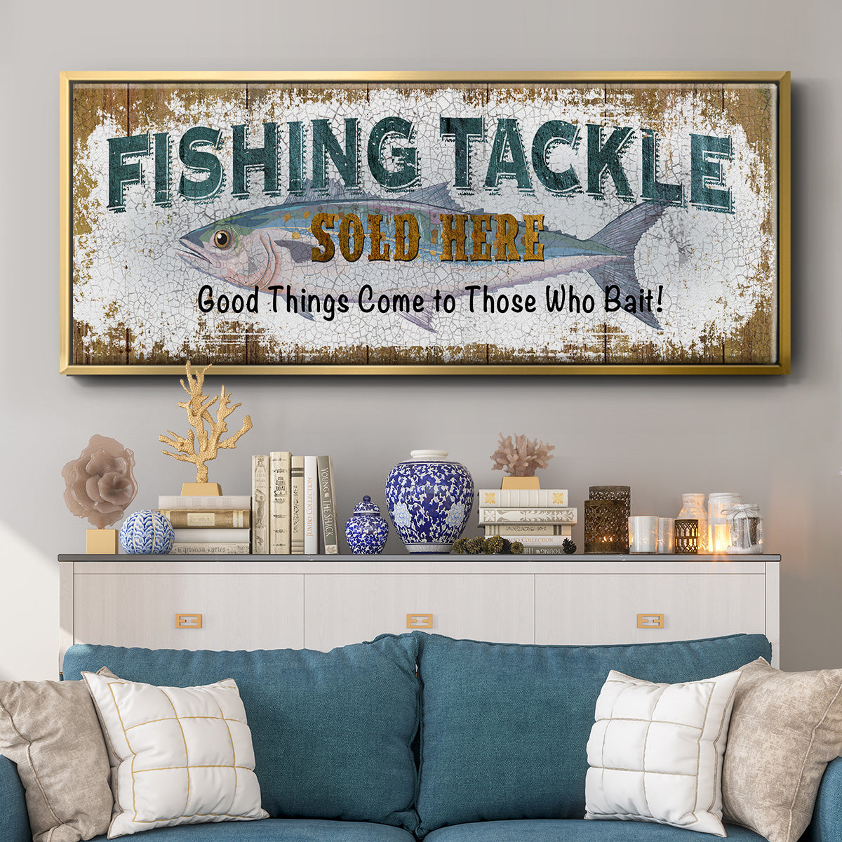 Fishing Tackle - Floater Framed Canvas Print