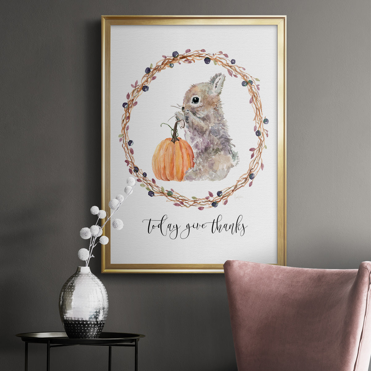 Harvest Home Bunny - Modern Framed Canvas Print