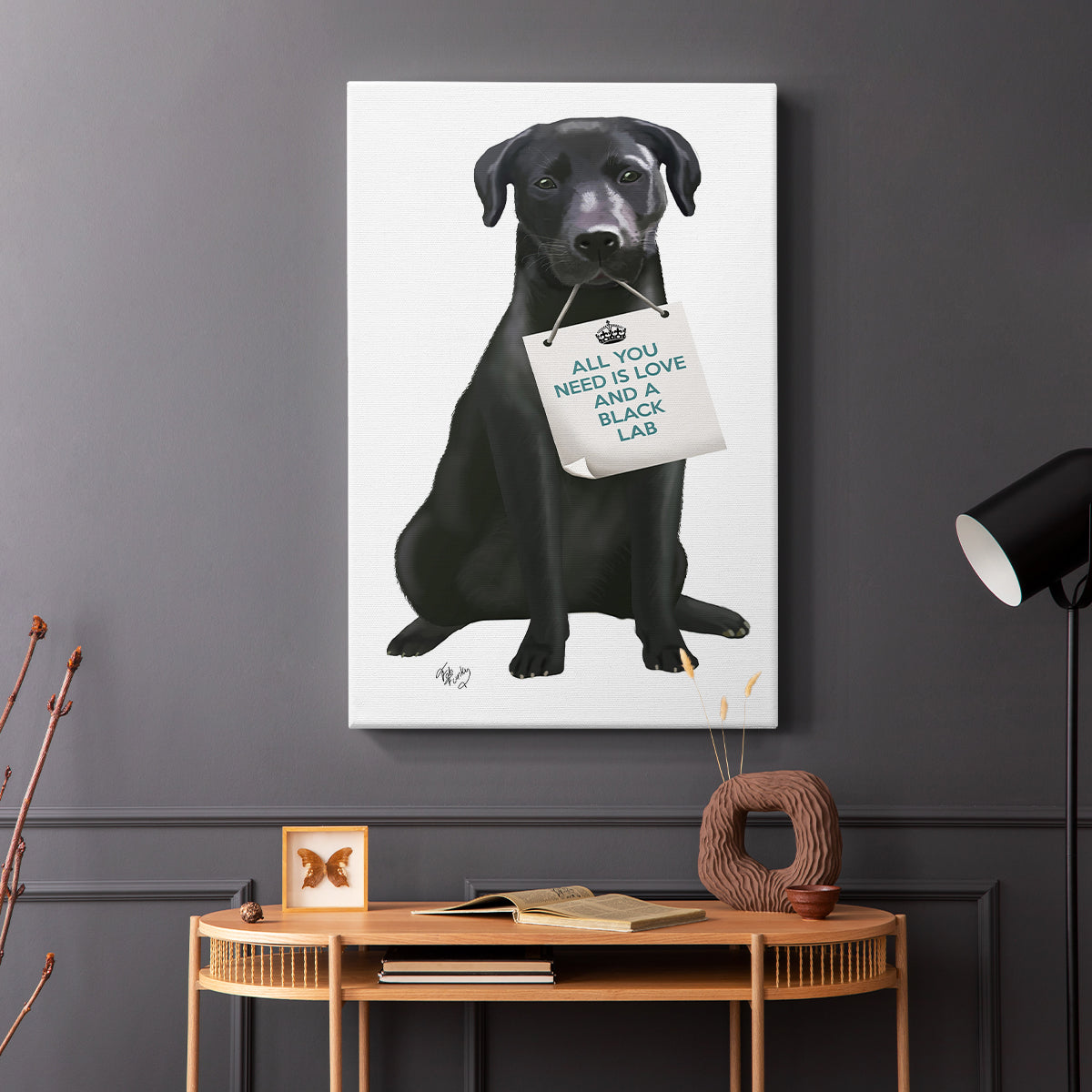 Love and Black Labrador - Canvas Art Print