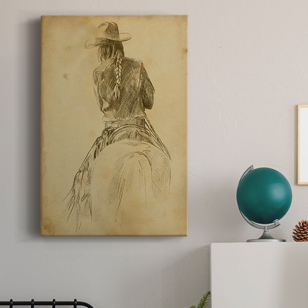 Cowgirl on Horseback I Premium Gallery Wrapped Canvas - Ready to Hang