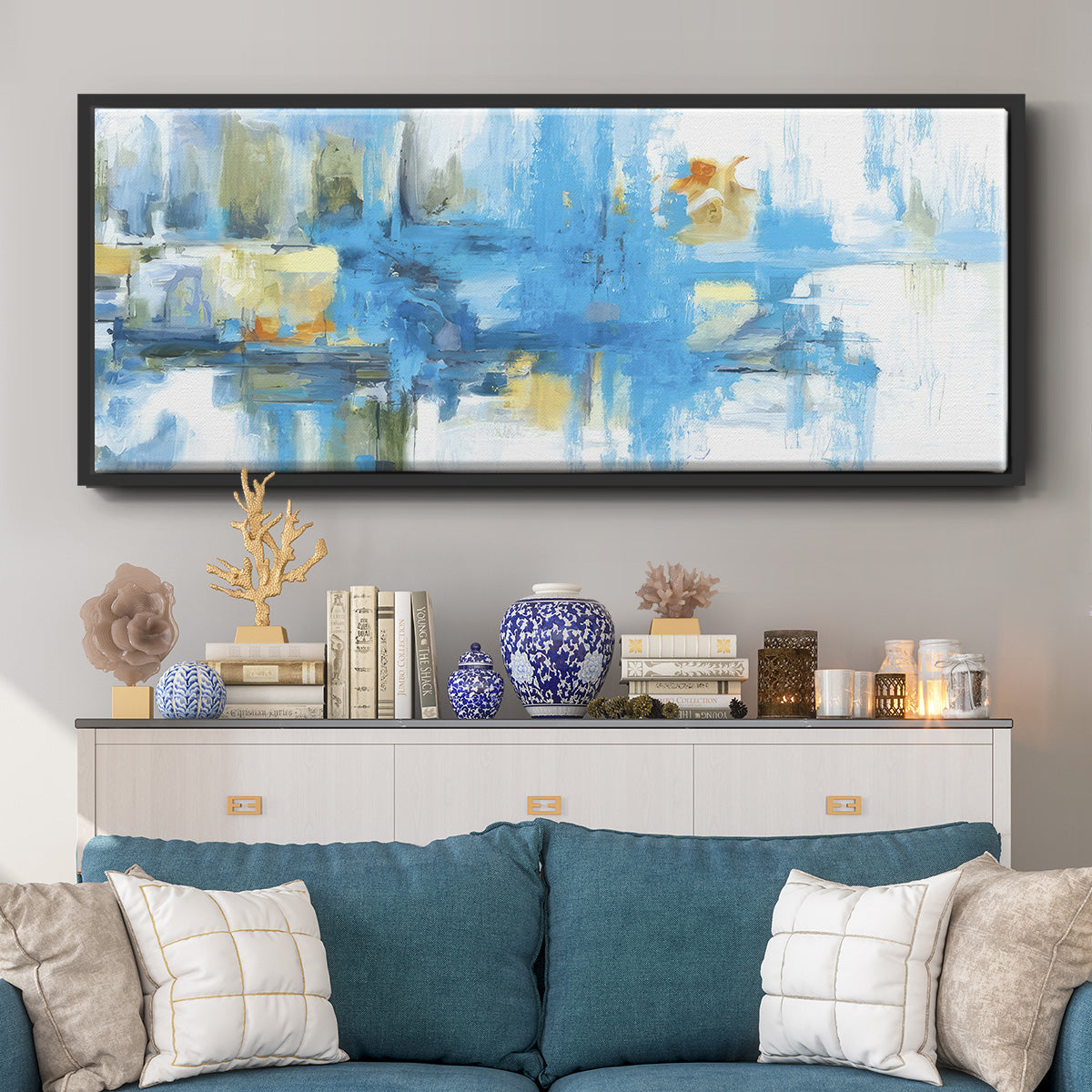 Metro Blue - Floater Framed Canvas Print