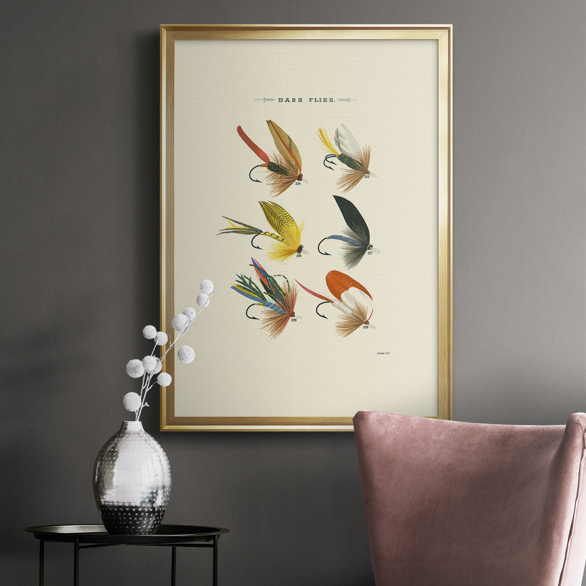 Bass Flies I - Modern Framed Canvas Print