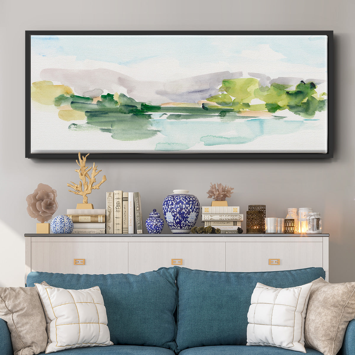 Tangerine Sunset II - Floater Framed Canvas Print