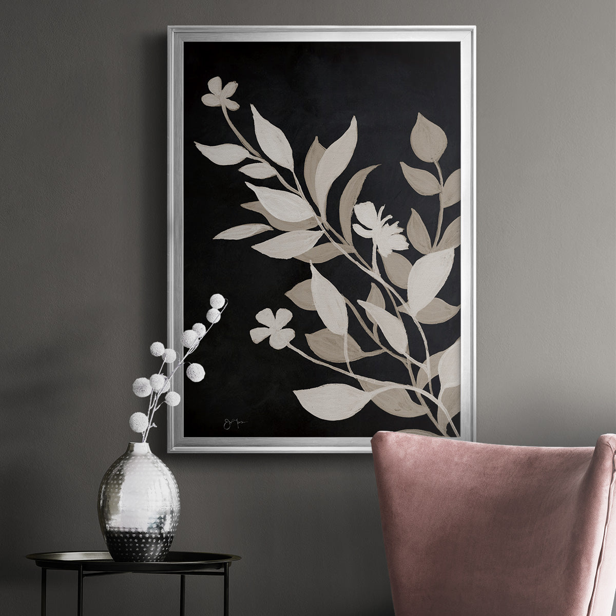 Midnight Silhouette II - Modern Framed Canvas Print