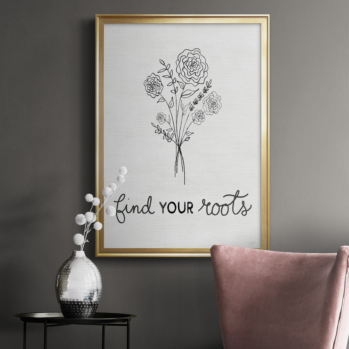 Find Your Roots Sketch - Modern Framed Canvas Print