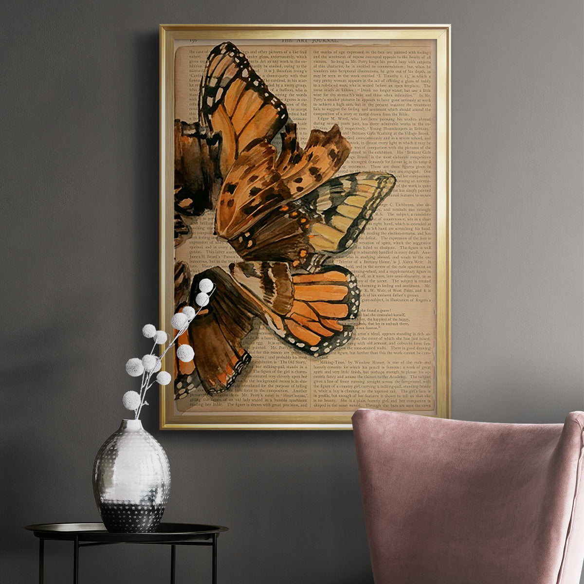 Winged Wreath I - Modern Framed Canvas Print