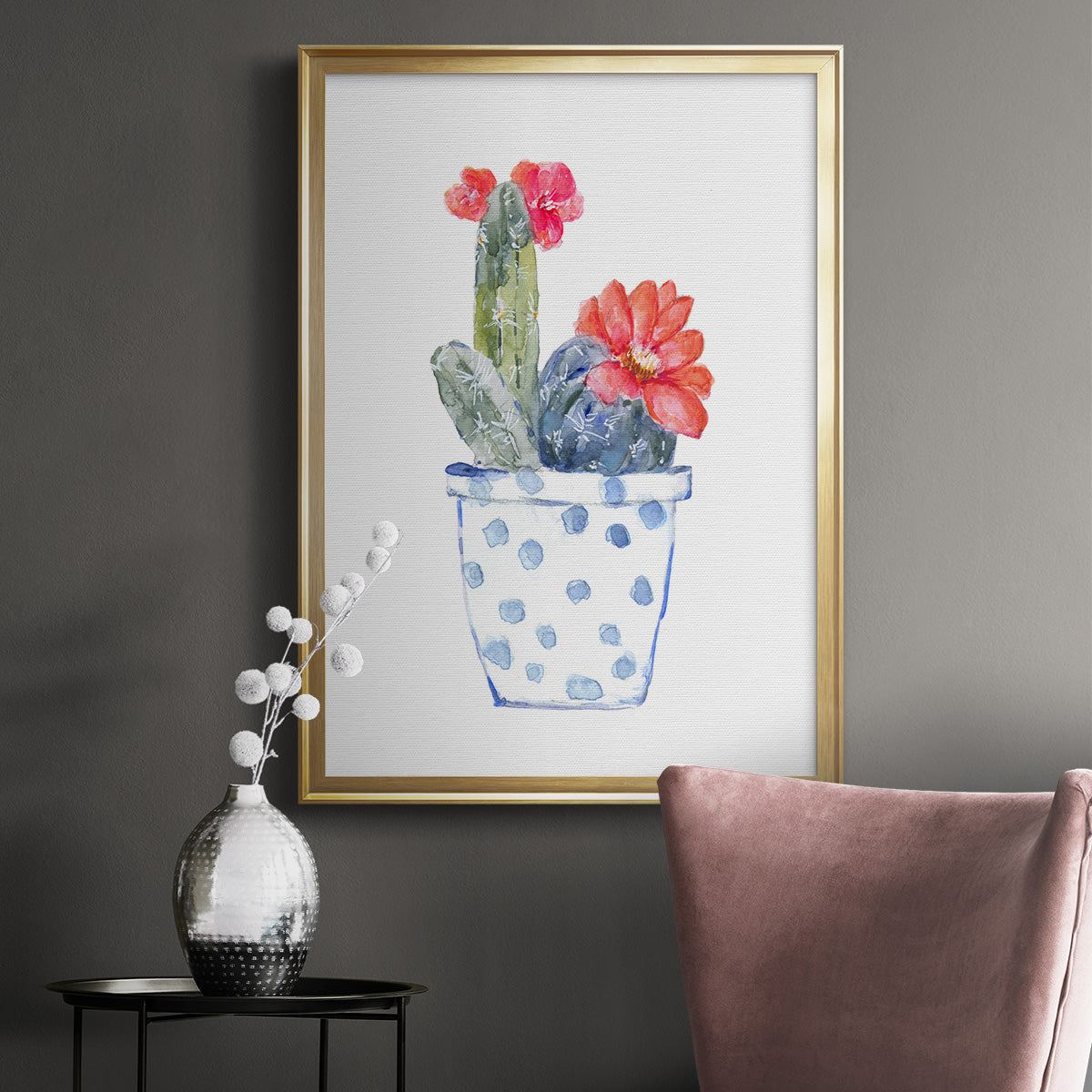 Cactus and Succulent Blooms II - Modern Framed Canvas Print